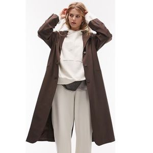 Topshop Brown Longline Blazer/Trench Coat